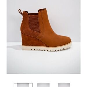 Toms Chestnut Brown Wedge Chelsea Bootie